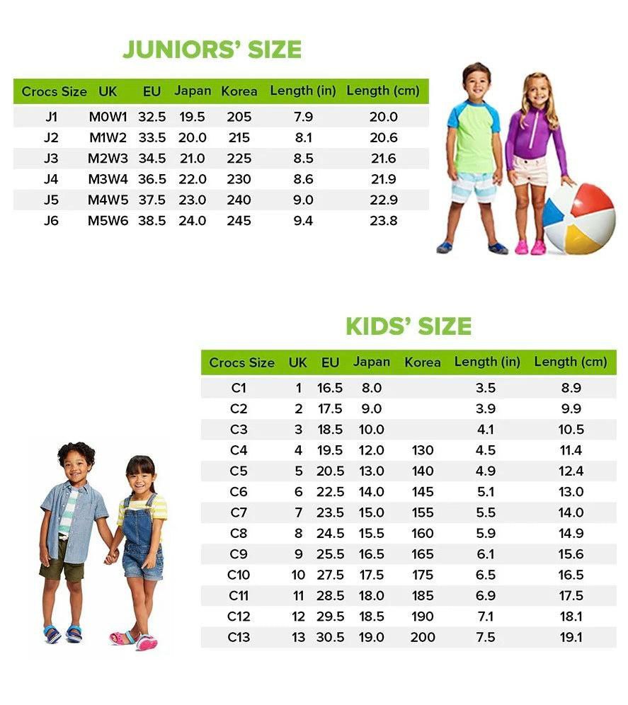 Juniors & Kids Size Chart